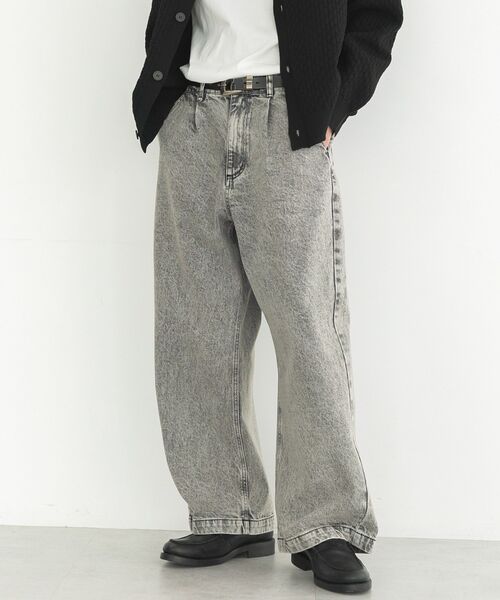 CRAFT STANDARD BOUTIQUE（クラフトスタンダードブティック）の「ハイブリーチケミカル加工デニムワイドパンツ（デニムパンツ・メンズ・ブラック/ライトインディゴブルー・L/M）」の3枚目の写真