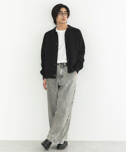 CRAFT STANDARD BOUTIQUE（クラフトスタンダードブティック）の「ハイブリーチケミカル加工デニムワイドパンツ（デニムパンツ・メンズ・ブラック/ライトインディゴブルー・L/M）」の7枚目の写真