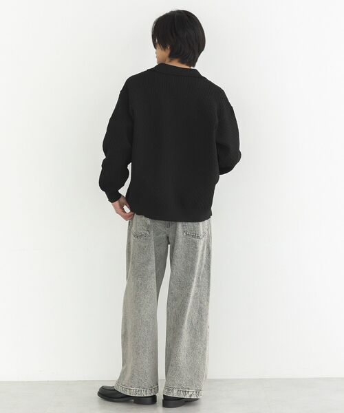 CRAFT STANDARD BOUTIQUE（クラフトスタンダードブティック）の「ハイブリーチケミカル加工デニムワイドパンツ（デニムパンツ・メンズ・ブラック/ライトインディゴブルー・L/M）」の9枚目の写真