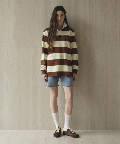 STUDIO&PARC（スタジオアンドパルク）の「Striped Rugby Shirt_Brown（ポロシャツ・レディース・ブラウン・1）」の4枚目の写真