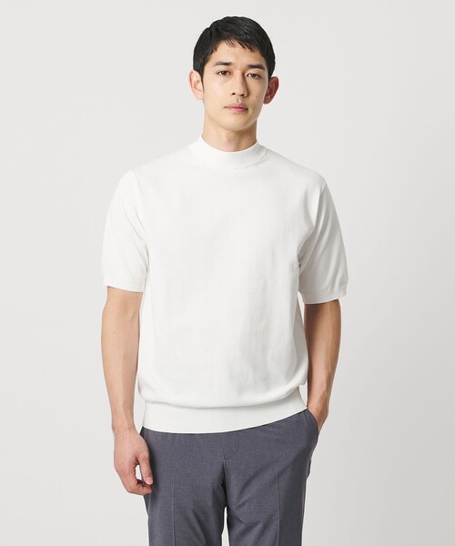 UNITED ARROWS（ユナイテッドアローズ）の「ショートスリーブ モックネック ニットTシャツ UA COZY ウォッシャブル 抗菌防臭（Tシャツ/カットソー・メンズ・ベージュ/ホワイト/ブラック/ネイビー・L/M/XXL/S/XL）」の11枚目の写真