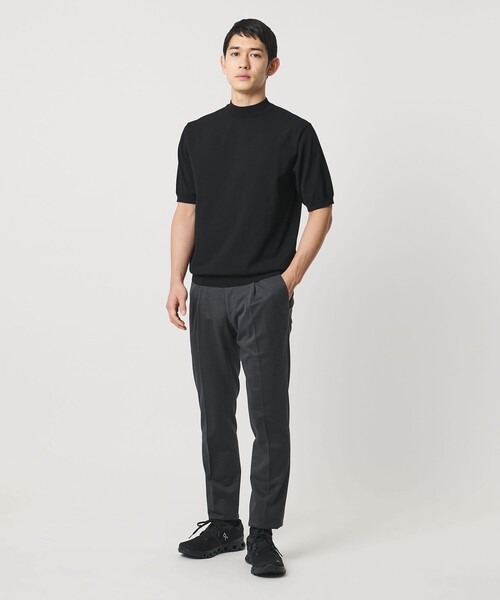 【SHERBET】ショートスリーブ モックネックニット UA COZY ーウォッシャブル・抗菌防臭ー UNITED ARROWS｜ショートスリーブ モックネック ニットTシャツ UA COZY