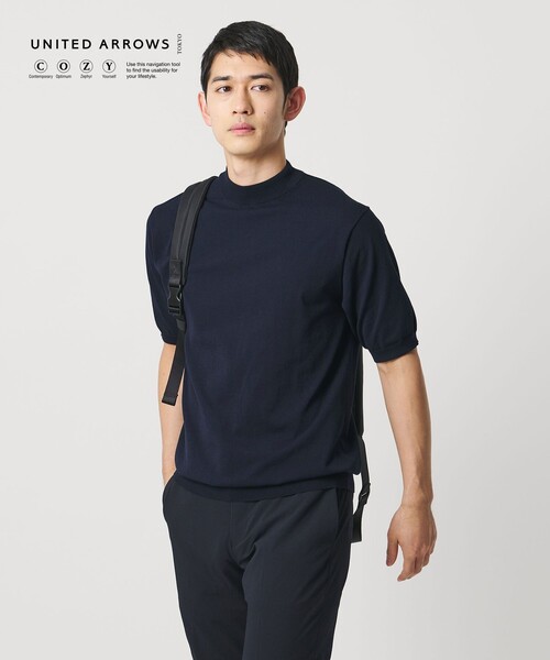 UNITED ARROWS（ユナイテッドアローズ）の「ショートスリーブ モックネック ニットTシャツ UA COZY ウォッシャブル 抗菌防臭（Tシャツ/カットソー・メンズ・ベージュ/ホワイト/ブラック/ネイビー・L/M/XXL/S/XL）」の8枚目の写真