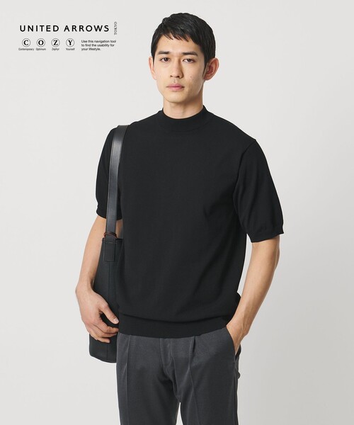UNITED ARROWS（ユナイテッドアローズ）の「ショートスリーブ モックネック ニットTシャツ UA COZY ウォッシャブル 抗菌防臭（Tシャツ/カットソー・メンズ・ベージュ/ホワイト/ブラック/ネイビー・L/M/XXL/S/XL）」の5枚目の写真