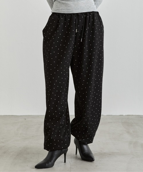 NUJOH(ヌゾ)の「Dot Relax Pants / ドットリラックスパンツ(スウェットパンツ・レディース・ブラック/グレー・FREE)」の1枚目の写真
