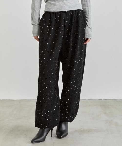 NUJOH(ヌゾ)の「Dot Relax Pants / ドットリラックスパンツ(スウェットパンツ・レディース・ブラック/グレー・FREE)」の7枚目の写真