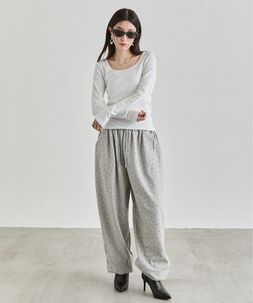 NUJOH(ヌゾ)の「Dot Relax Pants / ドットリラックスパンツ(スウェットパンツ・レディース・ブラック/グレー・FREE)」の21枚目の写真