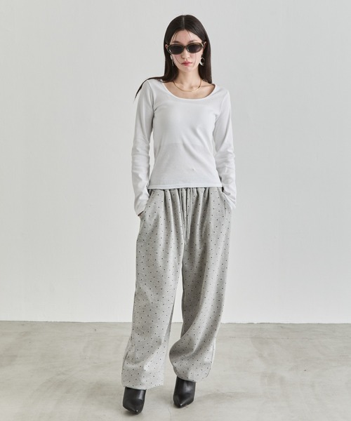 NUJOH(ヌゾ)の「Dot Relax Pants / ドットリラックスパンツ(スウェットパンツ・レディース・ブラック/グレー・FREE)」の18枚目の写真