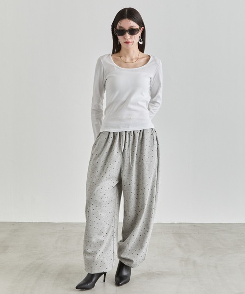NUJOH(ヌゾ)の「Dot Relax Pants / ドットリラックスパンツ(スウェットパンツ・レディース・ブラック/グレー・FREE)」の19枚目の写真