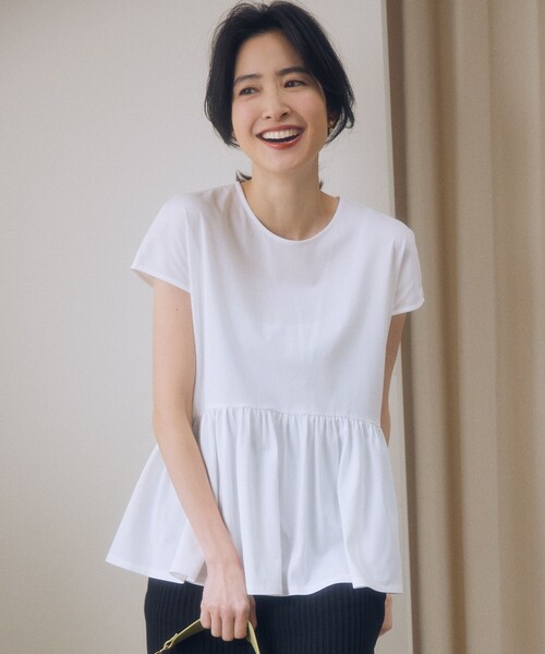 組曲(クミキョク)の「トリコットジャージー ペプラムカットソー(Tシャツ/カットソー・レディース・ネイビー系/ホワイト系/ローズ系・S2)」の14枚目の写真