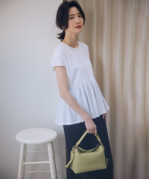 組曲(クミキョク)の「トリコットジャージー ペプラムカットソー(Tシャツ/カットソー・レディース・ネイビー系/ホワイト系/ローズ系・S2)」の15枚目の写真