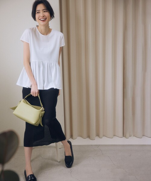 組曲(クミキョク)の「トリコットジャージー ペプラムカットソー(Tシャツ/カットソー・レディース・ネイビー系/ホワイト系/ローズ系・S2)」の16枚目の写真