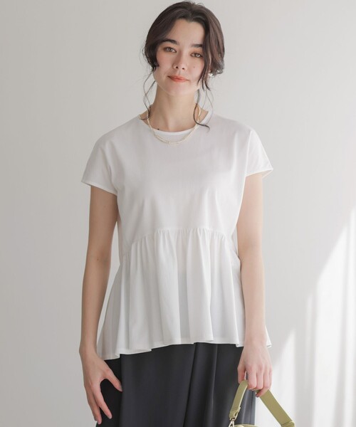 組曲(クミキョク)の「トリコットジャージー ペプラムカットソー(Tシャツ/カットソー・レディース・ネイビー系/ホワイト系/ローズ系・S2)」の17枚目の写真