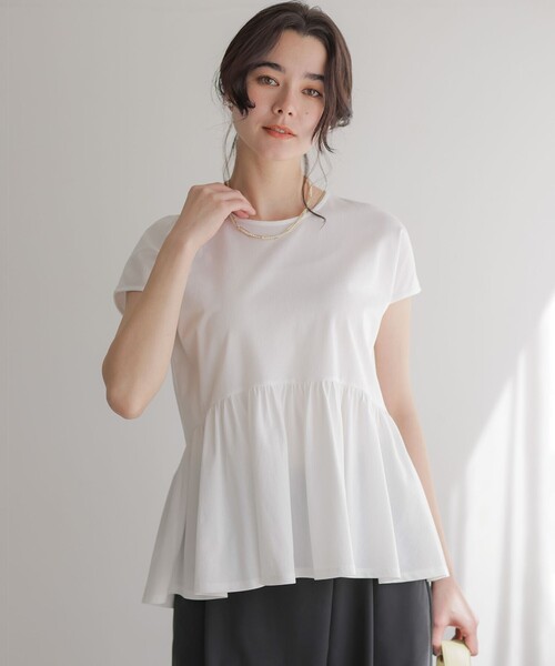 組曲(クミキョク)の「トリコットジャージー ペプラムカットソー(Tシャツ/カットソー・レディース・ネイビー系/ホワイト系/ローズ系・S2)」の18枚目の写真