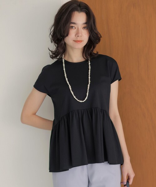 組曲(クミキョク)の「トリコットジャージー ペプラムカットソー(Tシャツ/カットソー・レディース・ネイビー系/ホワイト系/ローズ系・S2)」の22枚目の写真