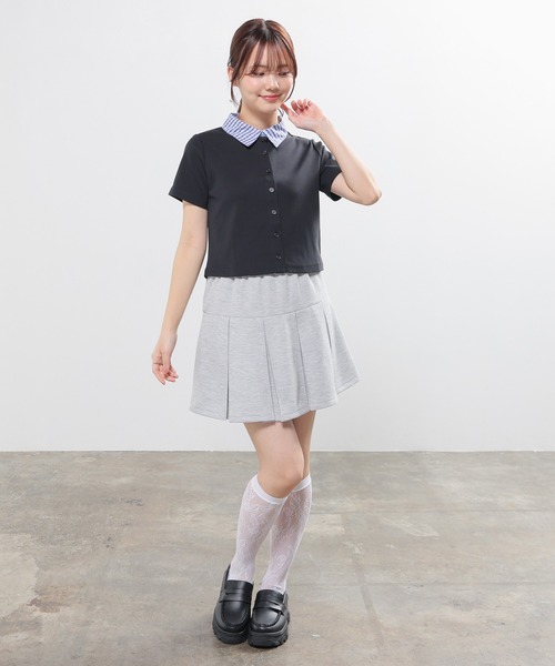 Honeys（ハニーズ）の「衿付カーディガン（カーディガン/ボレロ・レディース・ネイビー/ブラック/ネイビー系/ヘザーチャコール・L/M/S）」の5枚目の写真