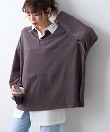 CIAOPANIC TYPY | 【WEB限定/大人見え】襟配色カラーシアースラブワイドラガーロンTee(Tシャツ/カットソー)