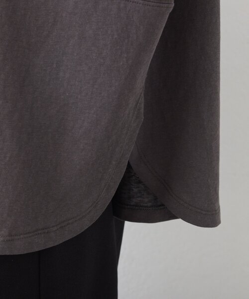 CIAOPANIC TYPY（チャオパニックティピー）の「【WEB限定/大人見え】襟配色カラーシアースラブワイドラガーロンTee（Tシャツ/カットソー・レディース・グレー/チャコールグレー/ブラウン・ONE SIZE）」の10枚目の写真