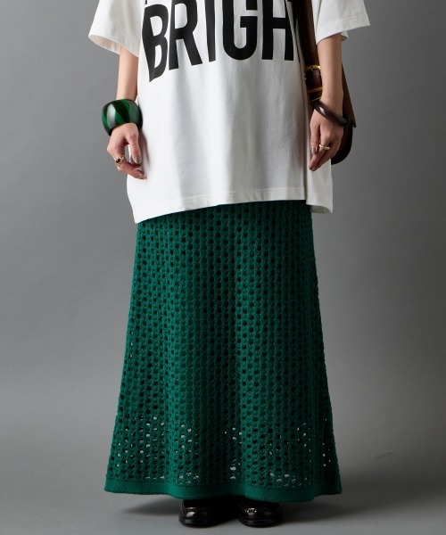 GEVS.（ジェイヴィス）の「【セットアップ対応】綿100％クロシェ風透かし編ナローロングスカート＜大きいサイズ有＞GEVS.（スカート・レディース・グリーン/ブラック・5L/4L/3L/LL/L/M）」の19枚目の写真