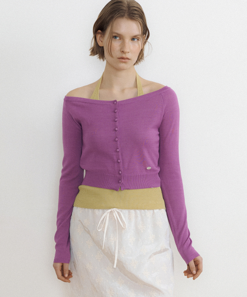 LUCIR ZU（ルシールズ）の「Airy Boat Neck Button Cardigan (purple)（カーディガン/ボレロ・レディース・その他・FREE）」の4枚目の写真