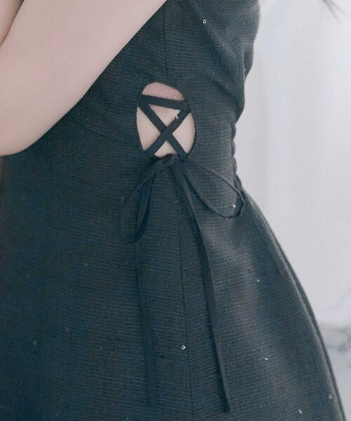 セール】【Belle Charme】Twinkle Fur Sleeves Onepiece（ワンピース