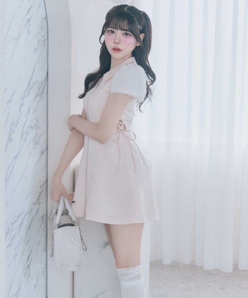 Belle Charme】Twinkle Fur Sleeves Onepiece（ワンピース）｜OLIVE