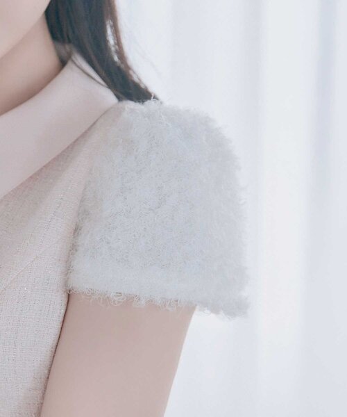 セール】【Belle Charme】Twinkle Fur Sleeves Onepiece（ワンピース