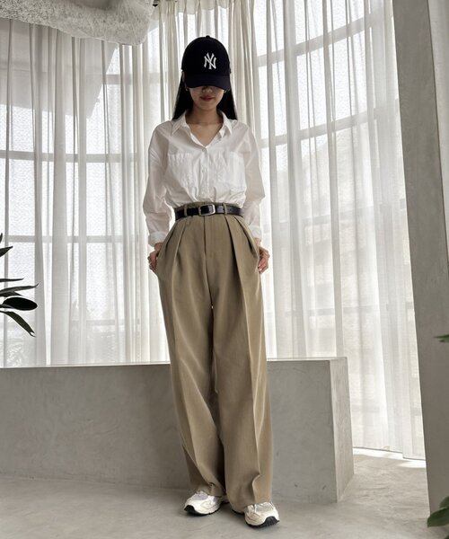 gemeil(ジェムイル)の「【YUKINA企画】タックワイドパンツ (MA-001)(その他パンツ・レディース・アイボリー/グレー/ベージュ・TM)」の18枚目の写真