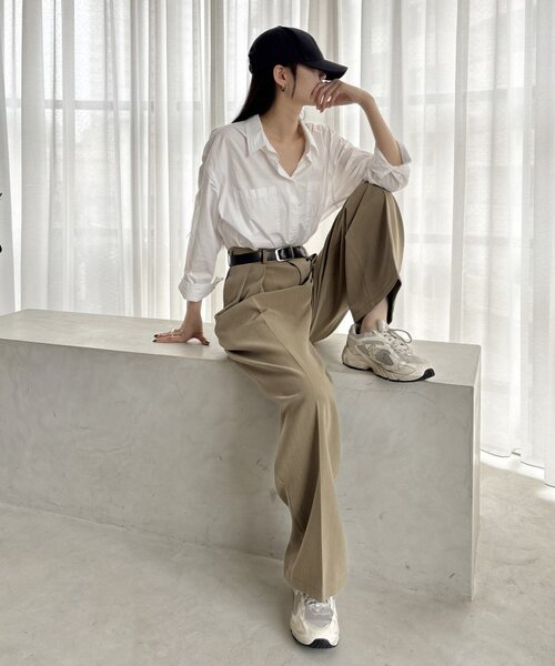 gemeil(ジェムイル)の「【YUKINA企画】タックワイドパンツ (MA-001)(その他パンツ・レディース・アイボリー/グレー/ベージュ・TM)」の21枚目の写真