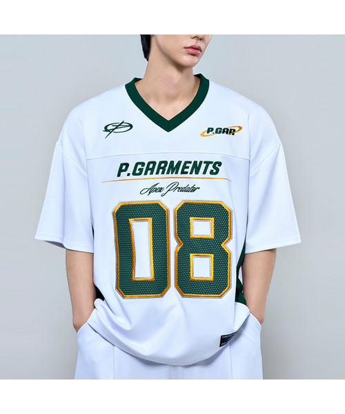 PHYSICAL GARMENTS（フィジカルガーメンツ）の「P2630 ソフトクッションオーバーサイズフットボールジャージ[3COLOR]（Tシャツ/カットソー・メンズ・ブラック/グリーン/ホワイト・LARGE/XX-LARGE）」の2枚目の写真