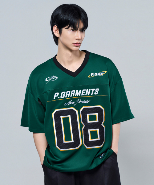 PHYSICAL GARMENTS（フィジカルガーメンツ）の「P2630 ソフトクッションオーバーサイズフットボールジャージ[3COLOR]（Tシャツ/カットソー・メンズ・ブラック/グリーン/ホワイト・LARGE/XX-LARGE）」の5枚目の写真
