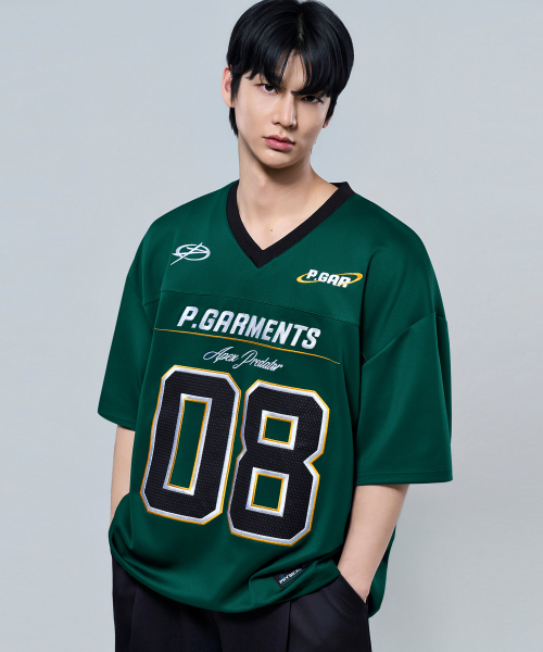PHYSICAL GARMENTS（フィジカルガーメンツ）の「P2630 ソフトクッションオーバーサイズフットボールジャージ[3COLOR]（Tシャツ/カットソー・メンズ・ブラック/グリーン/ホワイト・LARGE/XX-LARGE）」の6枚目の写真