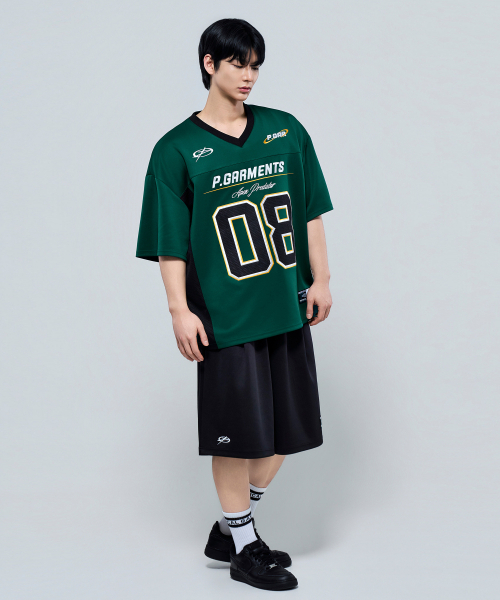 PHYSICAL GARMENTS（フィジカルガーメンツ）の「P2630 ソフトクッションオーバーサイズフットボールジャージ[3COLOR]（Tシャツ/カットソー・メンズ・ブラック/グリーン/ホワイト・LARGE/XX-LARGE）」の8枚目の写真