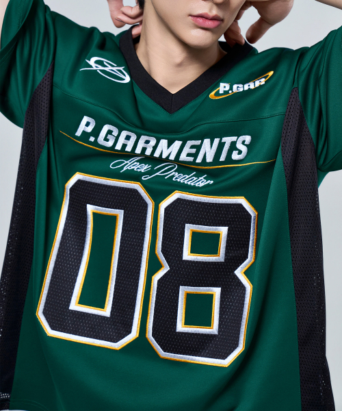 PHYSICAL GARMENTS（フィジカルガーメンツ）の「P2630 ソフトクッションオーバーサイズフットボールジャージ[3COLOR]（Tシャツ/カットソー・メンズ・ブラック/グリーン/ホワイト・LARGE/XX-LARGE）」の9枚目の写真