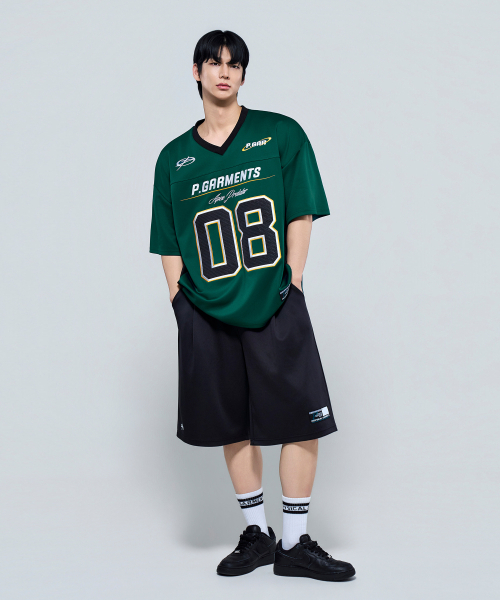 PHYSICAL GARMENTS（フィジカルガーメンツ）の「P2630 ソフトクッションオーバーサイズフットボールジャージ[3COLOR]（Tシャツ/カットソー・メンズ・ブラック/グリーン/ホワイト・LARGE/XX-LARGE）」の11枚目の写真