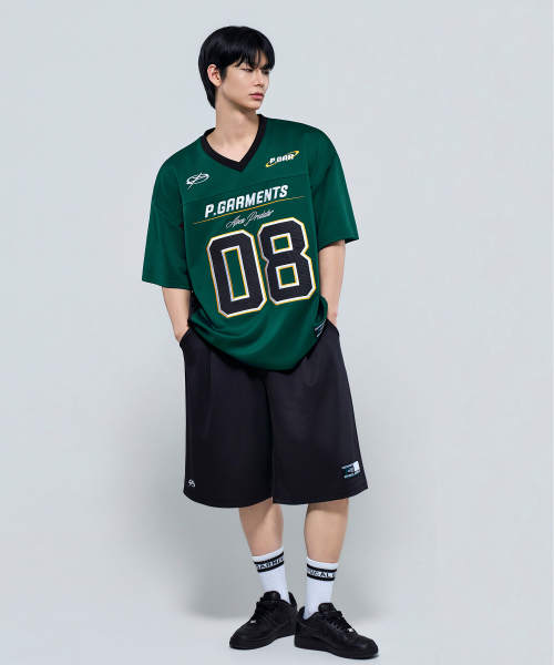 PHYSICAL GARMENTS（フィジカルガーメンツ）の「P2630 ソフトクッションオーバーサイズフットボールジャージ[3COLOR]（Tシャツ/カットソー・メンズ・ブラック/グリーン/ホワイト・LARGE/XX-LARGE）」の13枚目の写真