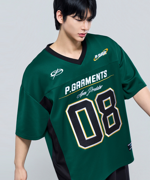 PHYSICAL GARMENTS（フィジカルガーメンツ）の「P2630 ソフトクッションオーバーサイズフットボールジャージ[3COLOR]（Tシャツ/カットソー・メンズ・ブラック/グリーン/ホワイト・LARGE/XX-LARGE）」の14枚目の写真