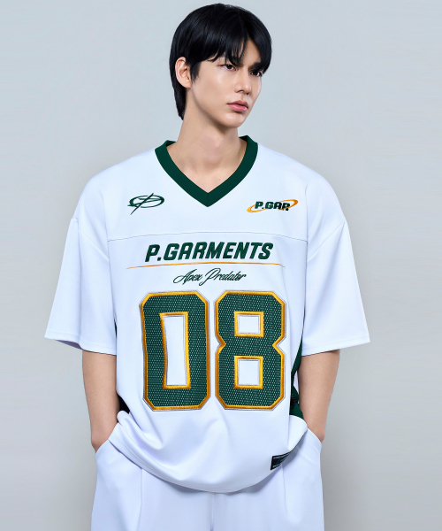 PHYSICAL GARMENTS（フィジカルガーメンツ）の「P2630 ソフトクッションオーバーサイズフットボールジャージ[3COLOR]（Tシャツ/カットソー・メンズ・ブラック/グリーン/ホワイト・LARGE/XX-LARGE）」の18枚目の写真