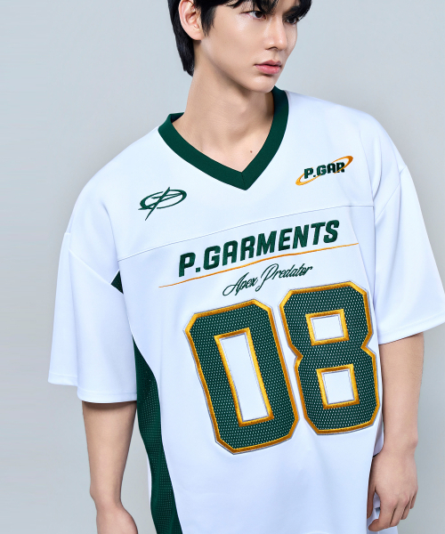PHYSICAL GARMENTS（フィジカルガーメンツ）の「P2630 ソフトクッションオーバーサイズフットボールジャージ[3COLOR]（Tシャツ/カットソー・メンズ・ブラック/グリーン/ホワイト・LARGE/XX-LARGE）」の19枚目の写真