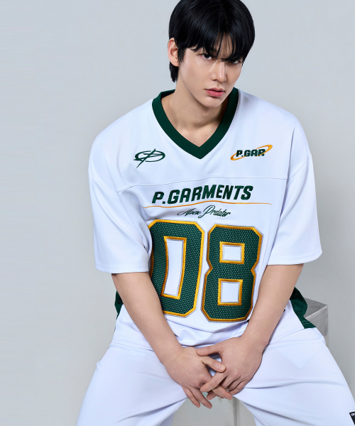 PHYSICAL GARMENTS（フィジカルガーメンツ）の「P2630 ソフトクッションオーバーサイズフットボールジャージ[3COLOR]（Tシャツ/カットソー・メンズ・ブラック/グリーン/ホワイト・LARGE/XX-LARGE）」の20枚目の写真