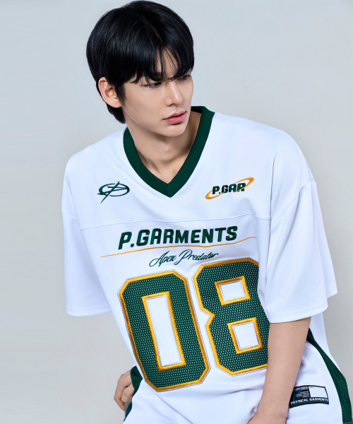 PHYSICAL GARMENTS（フィジカルガーメンツ）の「P2630 ソフトクッションオーバーサイズフットボールジャージ[3COLOR]（Tシャツ/カットソー・メンズ・ブラック/グリーン/ホワイト・LARGE/XX-LARGE）」の21枚目の写真