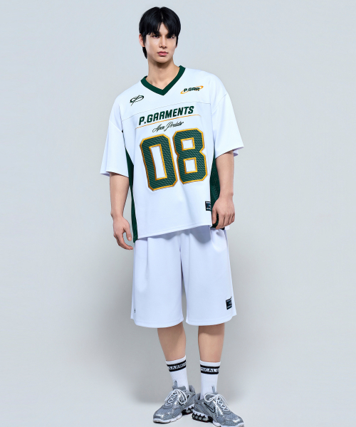 PHYSICAL GARMENTS（フィジカルガーメンツ）の「P2630 ソフトクッションオーバーサイズフットボールジャージ[3COLOR]（Tシャツ/カットソー・メンズ・ブラック/グリーン/ホワイト・LARGE/XX-LARGE）」の22枚目の写真
