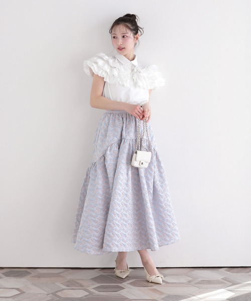 Fit more(フィットモア)の「ペタルフリルスカラップブラウス(シャツ/ブラウス・レディース・ブルー/ベビーピンク/ホワイト・FREE)」の14枚目の写真