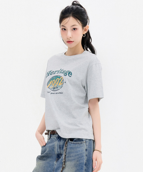 CHASECULT(チェイスカルト)の「共用レトログラフィック半袖Tシャツ-FBZU5804C0E(Tシャツ/カットソー・メンズ・ライトグレー・90/95/100/105/110)」の2枚目の写真