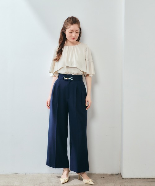12Twelve Agenda（トゥエルブ　アジェンダ）の「ヴィンテージサテンケープ風レイヤードブラウス（シャツ/ブラウス・レディース・オフホワイト/グレイッシュベージュ/ネイビー・M）」の21枚目の写真