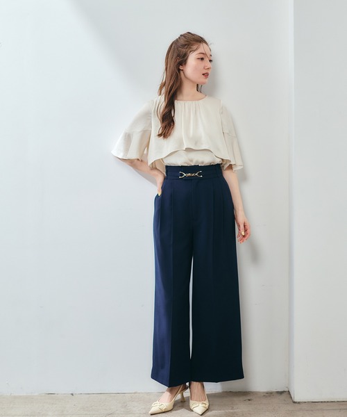 12Twelve Agenda（トゥエルブ　アジェンダ）の「ヴィンテージサテンケープ風レイヤードブラウス（シャツ/ブラウス・レディース・オフホワイト/グレイッシュベージュ/ネイビー・M）」の22枚目の写真