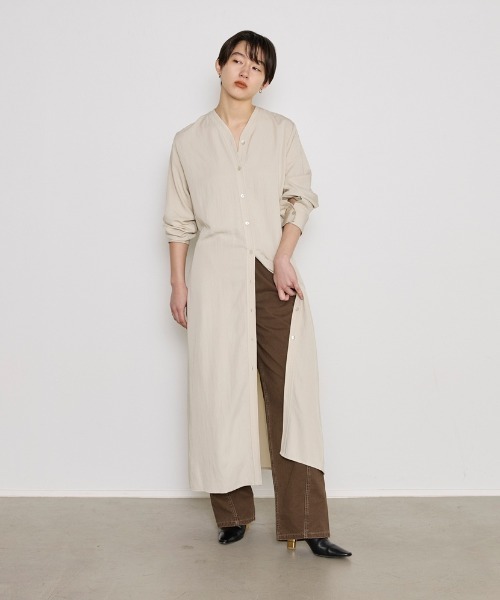 COMMON＋HAUS（コモンハウス）の「２ＷＡＹワンピースコート（シャツワンピース・レディース・ライトグレー/ベージュ/ブラック・FREE）」の3枚目の写真