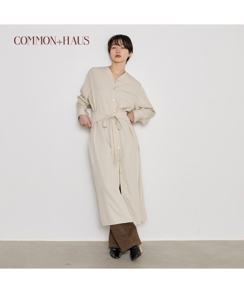 COMMON＋HAUS（コモンハウス）の「２ＷＡＹワンピースコート（シャツワンピース・レディース・ライトグレー/ベージュ/ブラック・FREE）」の4枚目の写真