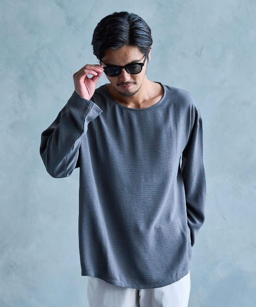 CavariA(キャバリア)の「『CavariA/キャバリア』布帛ロンTシャツ 長袖(Tシャツ/カットソー・メンズ・グレイッシュベージュ/ブルーグリーン/チャコールグレー・L/M)」の1枚目の写真