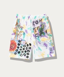 go slow caravan | 32/1 三本引き揃え ヘビー天竺 TIE DYE落書きカオス TRAハーフパンツ(その他パンツ)